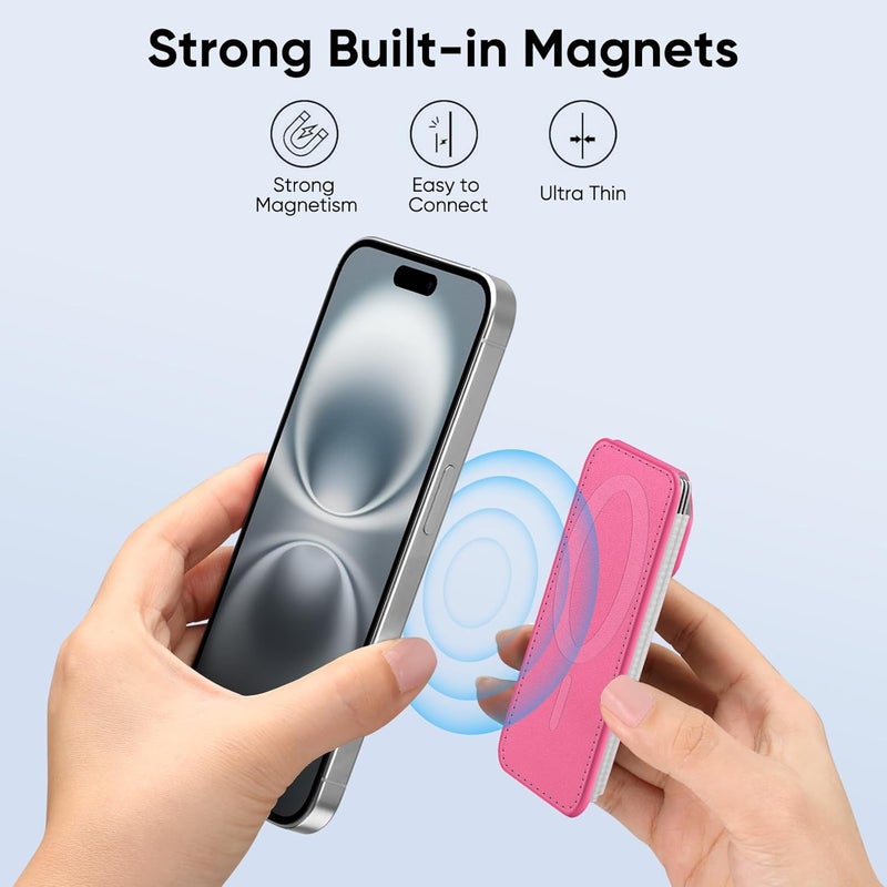 FINPAC MagSafe Wallet, Magnetic Card Wallet Holder for iPhone 17/16/15/14/13/12 Series, Safe RFID Blocking Slim Leather 6 Card Holder for Women Men - Image 4